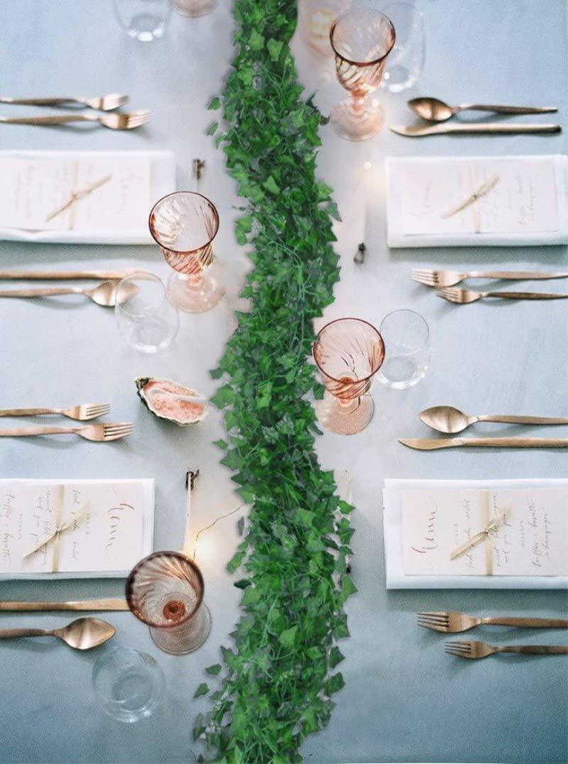 12 Strands Artificial Ivy Leaf Plants Vine Hanging Garland Fake Foliage Flowers Home Kitchen Garden Office Wedding Wall Decor, 84 Feet, Green - If you say i do