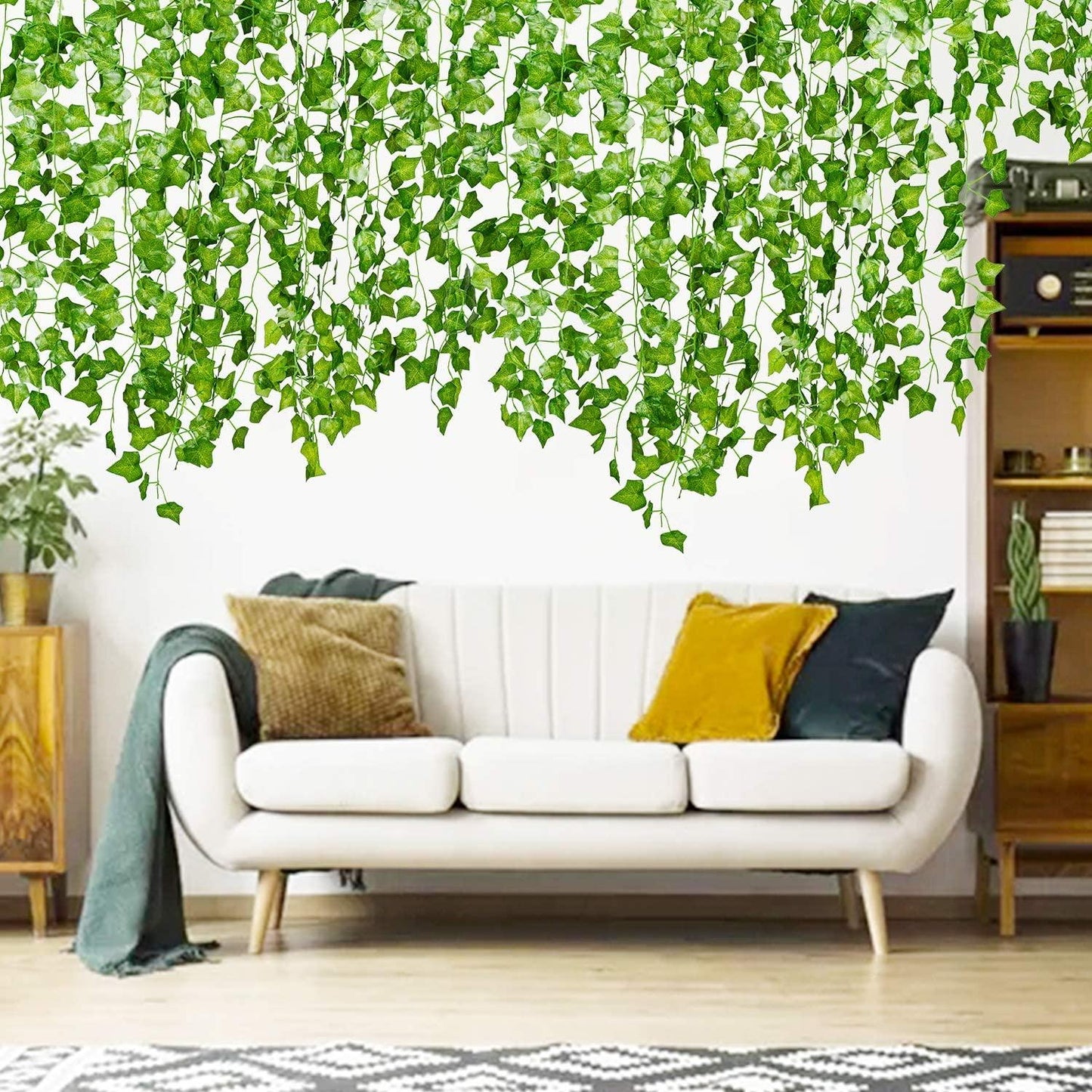 12 Strands Artificial Ivy Leaf Plants Vine Hanging Garland Fake Foliage Flowers Home Kitchen Garden Office Wedding Wall Decor, 84 Feet, Green - If you say i do