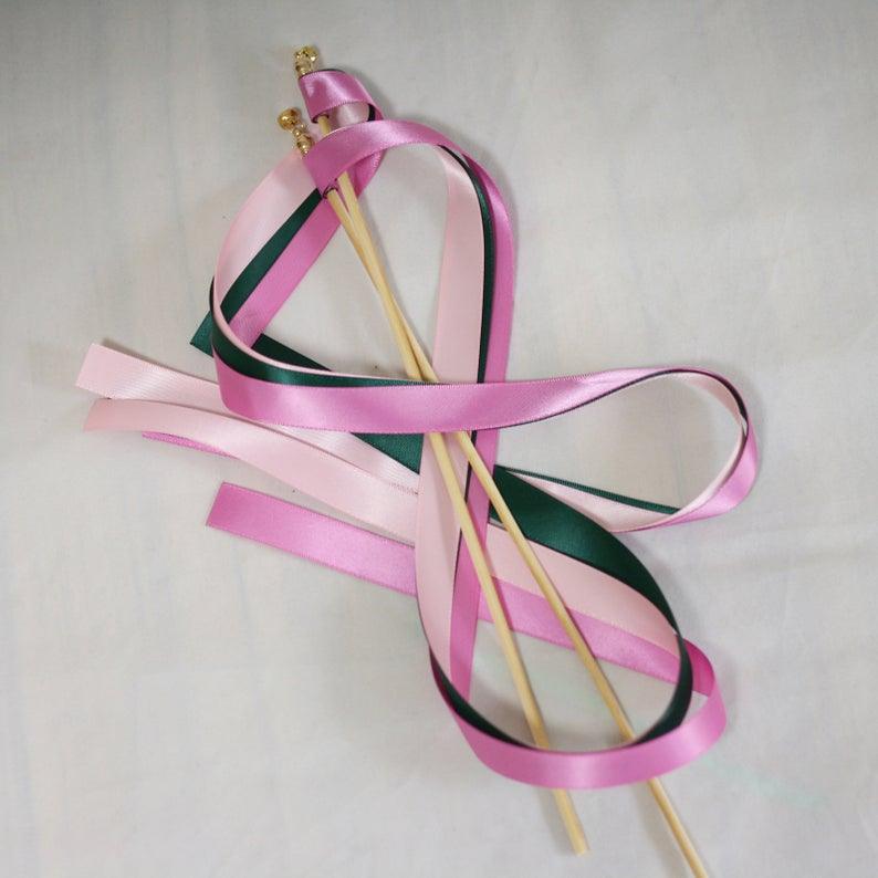 Ribbon Sticks, Magic Fairy Wands Wedding Wands with Triple Ribbon and Bell - If you say i do