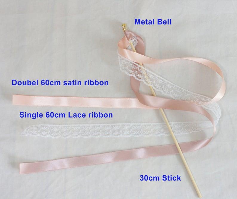 Wedding Wands with Two Satin Ribbon and One Lace Ribbon, Handmade Party Wand Streamers - If you say i do