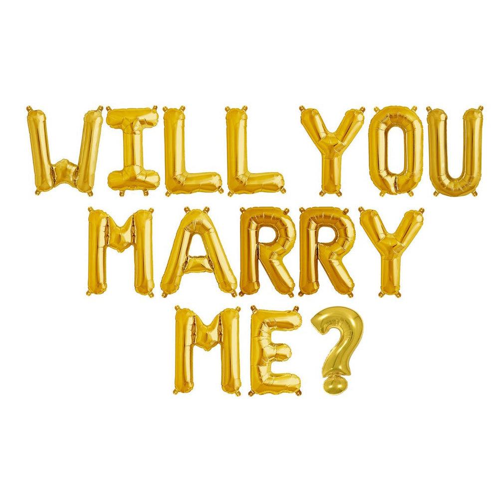 Will You Marry Me? Letter Balloon Banner - Gold, Rose Gold & Silver Proposal Decorations - DIY Engagement Proposal Decorations - If you say i do