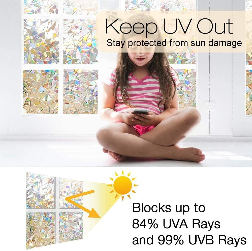 Window Privacy Film, Rainbow Window Clings, 3D Decorative Window Vinyl, Stained Glass Window Decals, 17.5 x 78.7 inches - If you say i do