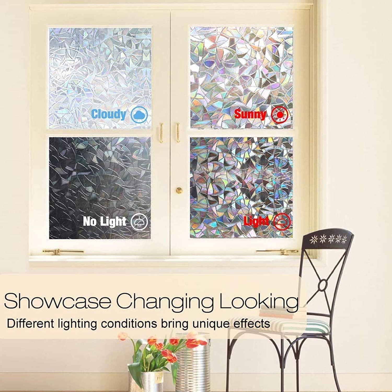 Window Privacy Film, Rainbow Window Clings, 3D Decorative Window Vinyl, Stained Glass Window Decals, 17.5 x 78.7 inches - If you say i do