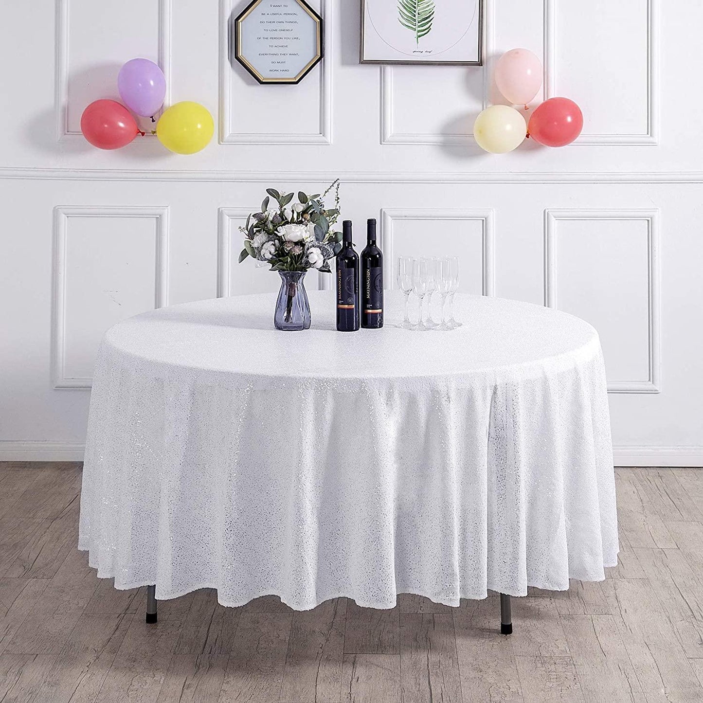 120 inch Round Sequin Tablecloth Wedding Arch, Glitter Tablecloth Arbor for Bridal Shower Decorations, Birthday, Wedding - If you say i do