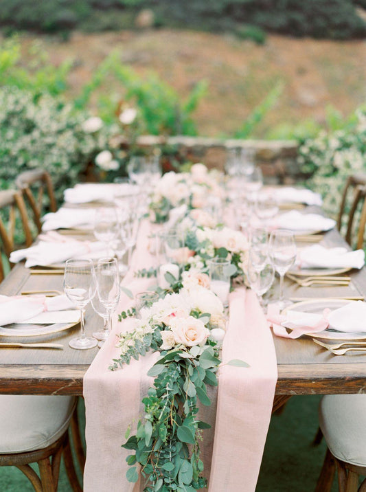 10ft Blushing Pink Chiffon Table Runner 28x120 Inches Romantic Wedding Runner Sheer Bridal Party Decorations - If you say i do