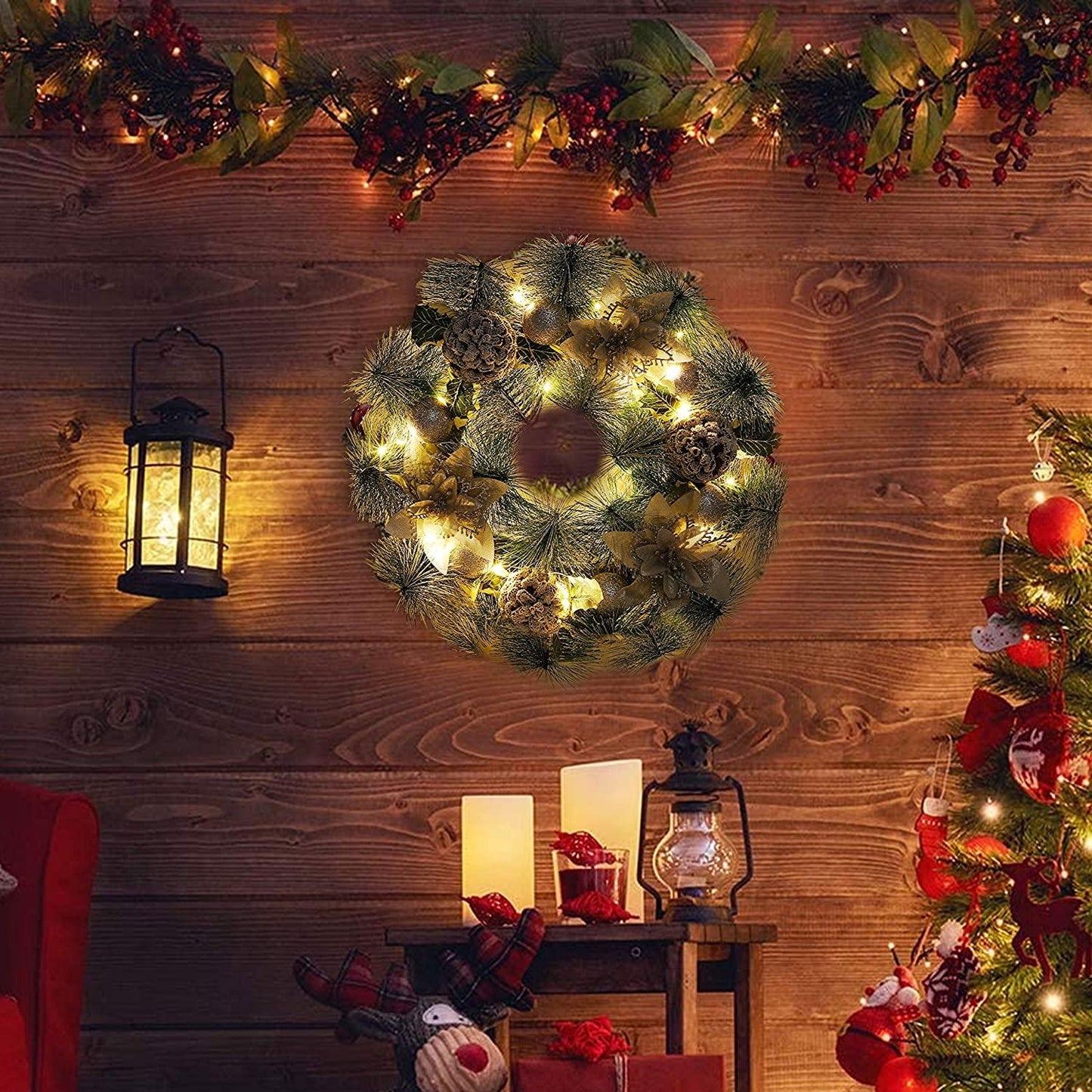 Christmas Wreaths, 12 Inch Christmas Front Door Pinecone Flower Berries Hanging Artificial Wreath Garland - If you say i do