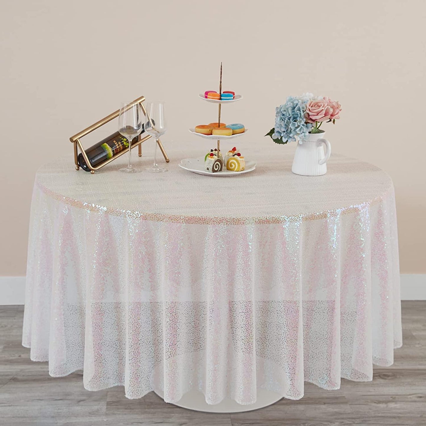 120 inch Round Sequin Tablecloth Wedding Arch, Glitter Tablecloth Arbor for Bridal Shower Decorations, Birthday, Wedding - If you say i do