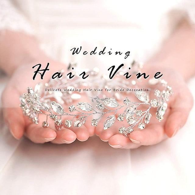 Bride Rhinestone Hair Vine Bridal Silver Hair Piece Crystal Headband Hair Accessories for Women and Girls - If you say i do