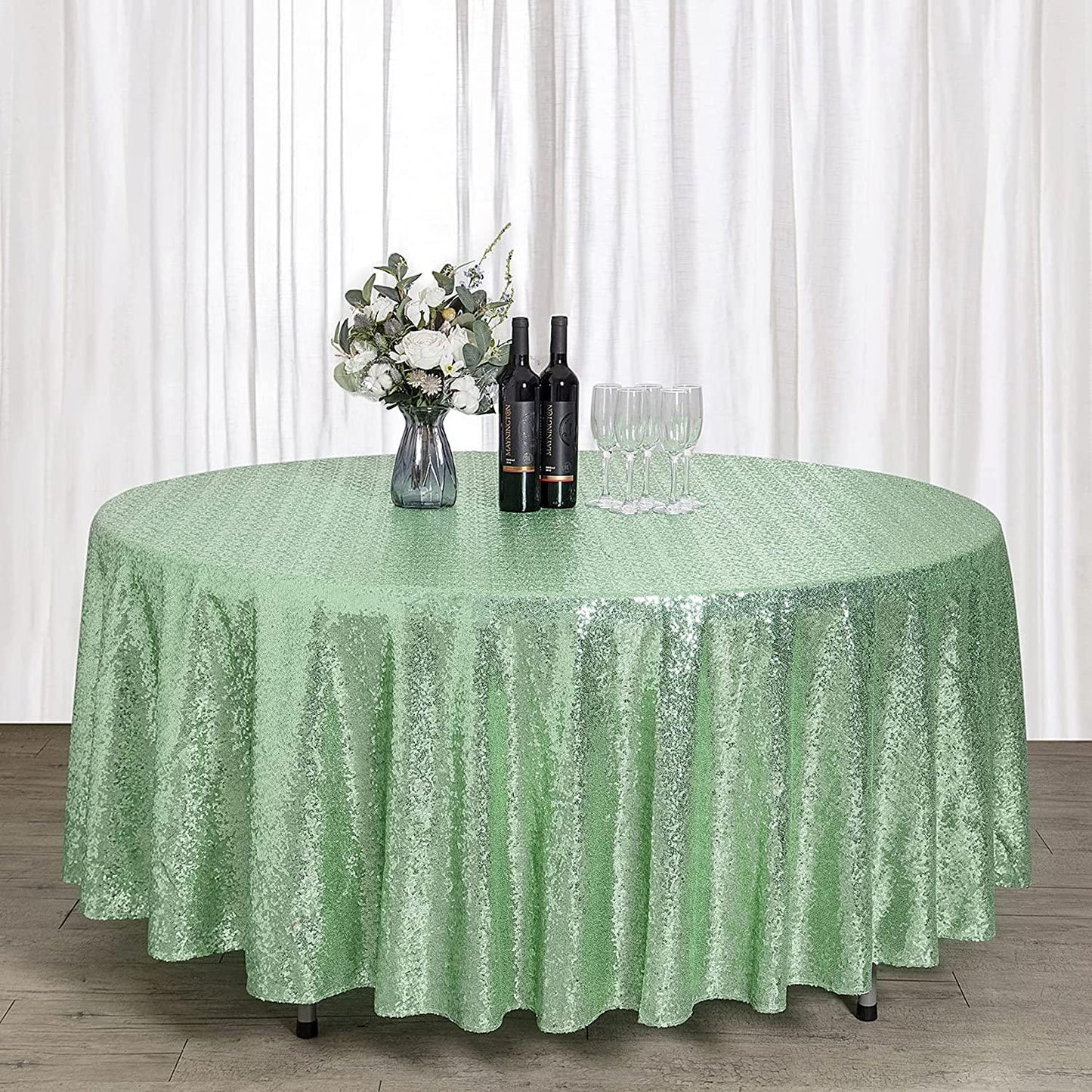 120 inch Round Sequin Tablecloth Wedding Arch, Glitter Tablecloth Arbor for Bridal Shower Decorations, Birthday, Wedding - If you say i do