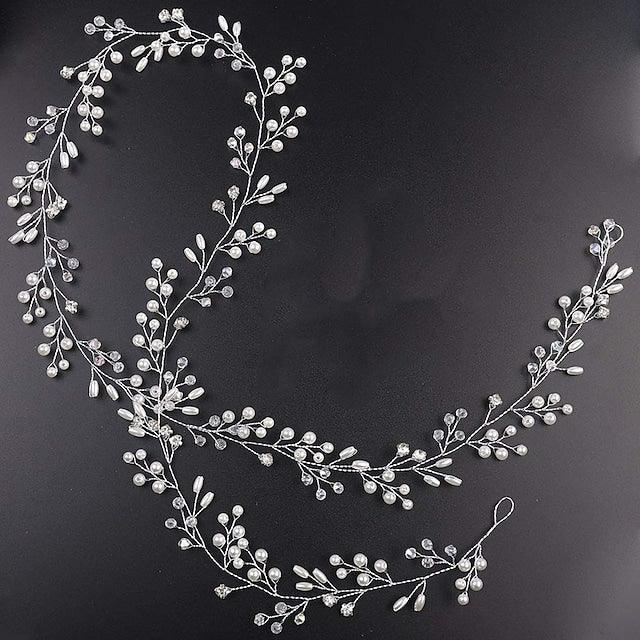 Bridal Rose Gold and Gold Silver Extra Long Pearl and Crystal Beads Bridal Hair Vine Wedding Head Piece Bridal Hair Accessories - If you say i do