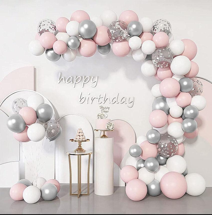 103Pcs Pink Silver Balloons Arch Garland Kit,Light Pink Silver White Confetti Balloons - If you say i do