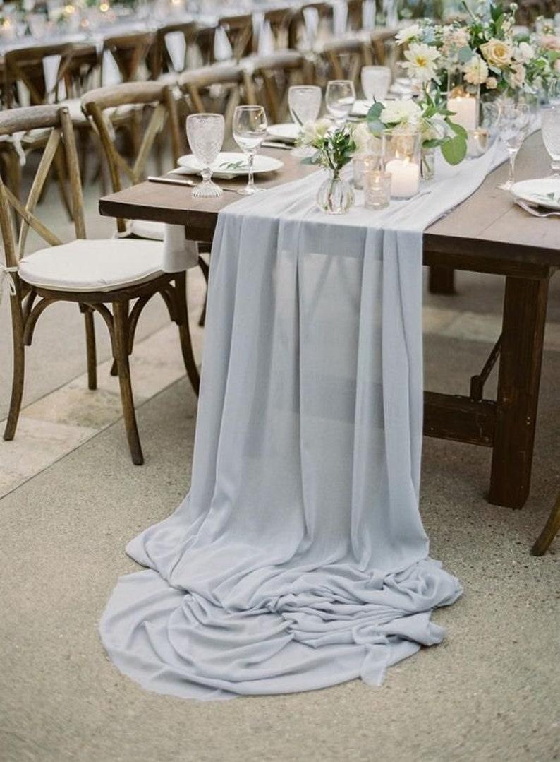 10ft Chiffon Wedding Table Runner 28"x120" Table Linens Wedding Table Décor Sheer Table Runner - If you say i do