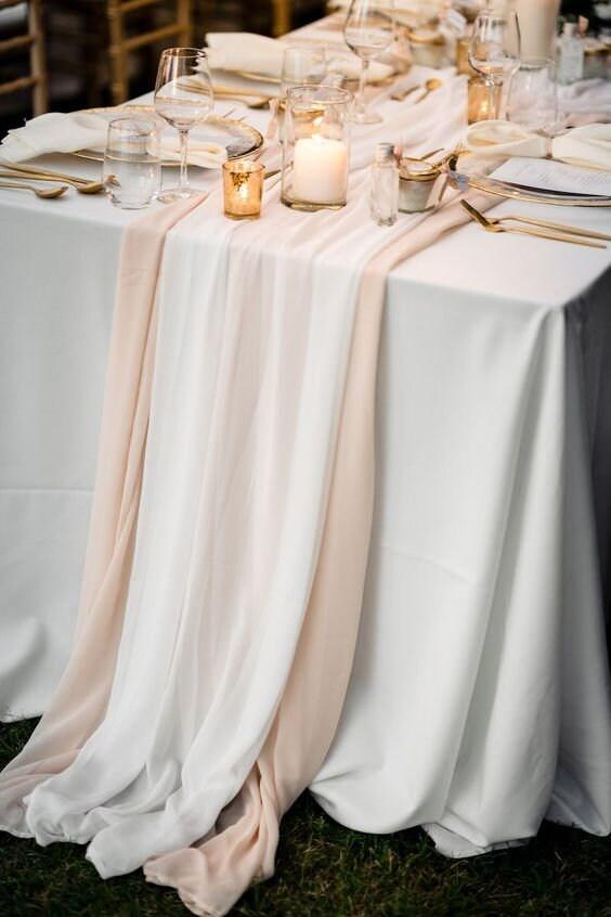 10ft Chiffon Wedding Table Runner 28"x120" Table Linens Wedding Table Décor Sheer Table Runner - If you say i do