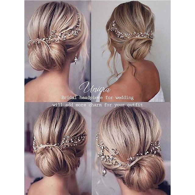 Bride Rhinestone Hair Vine Bridal Silver Hair Piece Crystal Headband Hair Accessories for Women and Girls - If you say i do