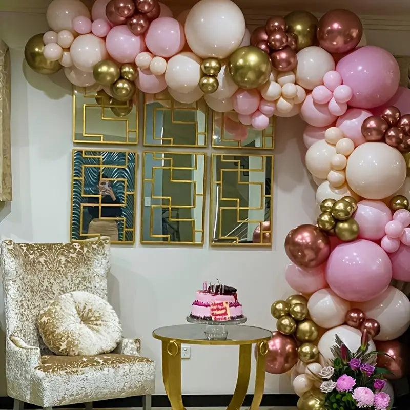 128 Piece Rose Gold & Pink White Balloon Decoration Kit Perfect for Parties! - If you say i do