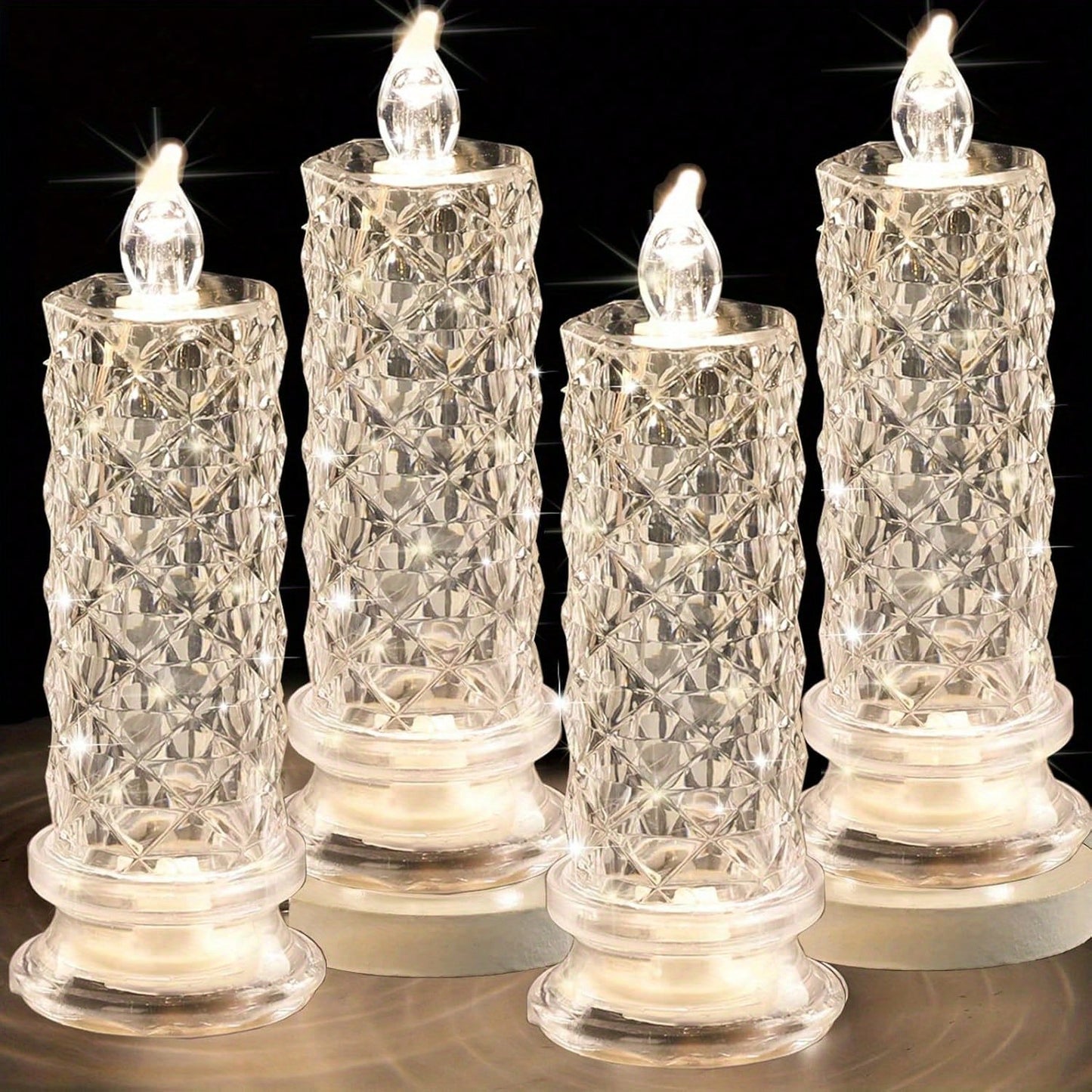 Rose Glow LED Flameless Candle Set, Battery Operated, Romantic Pillar Candles for Weddings & Events