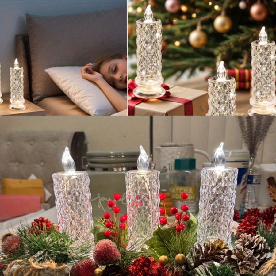 Rose Glow LED Flameless Candle Set, Battery Operated, Romantic Pillar Candles for Weddings & Events