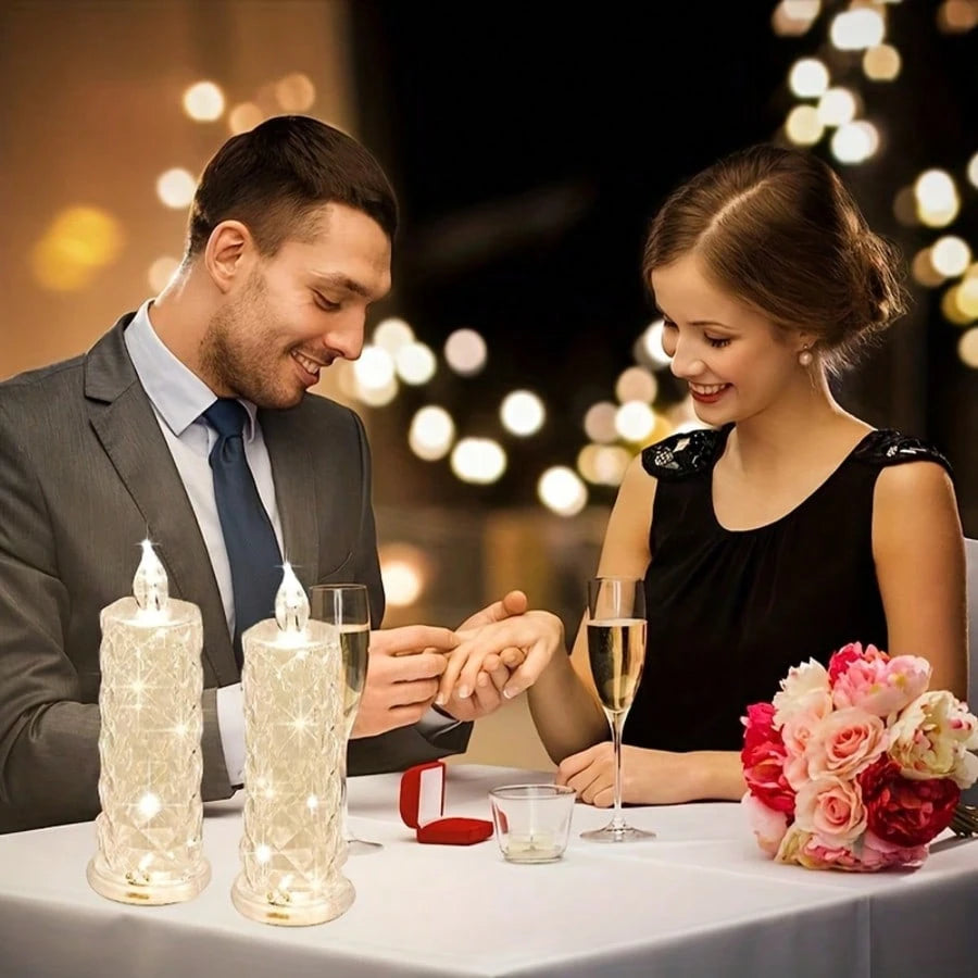 Rose Glow LED Flameless Candle Set, Battery Operated, Romantic Pillar Candles for Weddings & Events