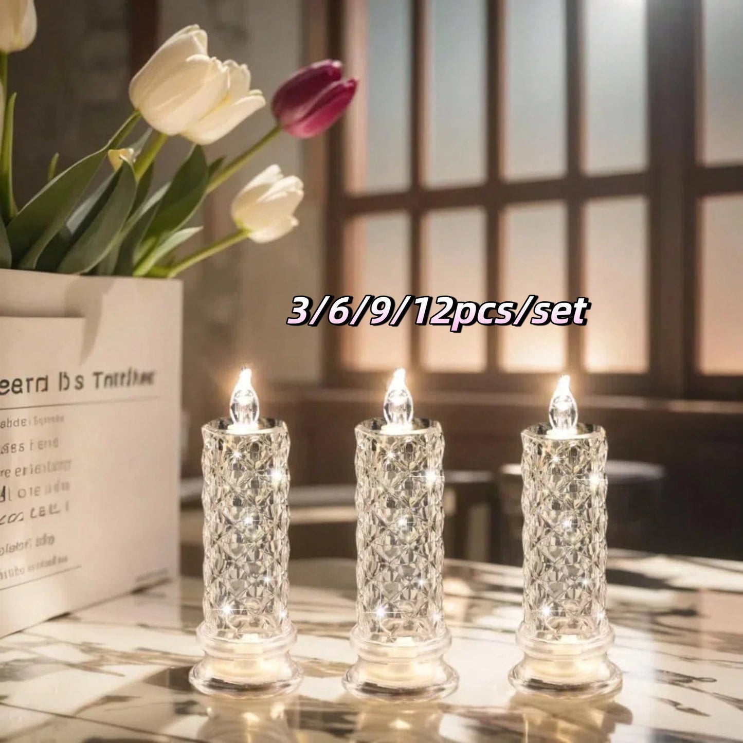 Rose Glow LED Flameless Candle Set, Battery Operated, Romantic Pillar Candles for Weddings & Events