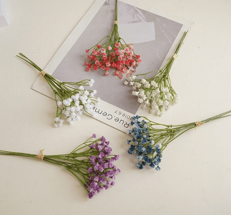 12pcs Artificial Baby's Breath Decorations, White Real Touch Flowers Fake Plants for Wedding Bouquets Centerpieces Floral Arrangements