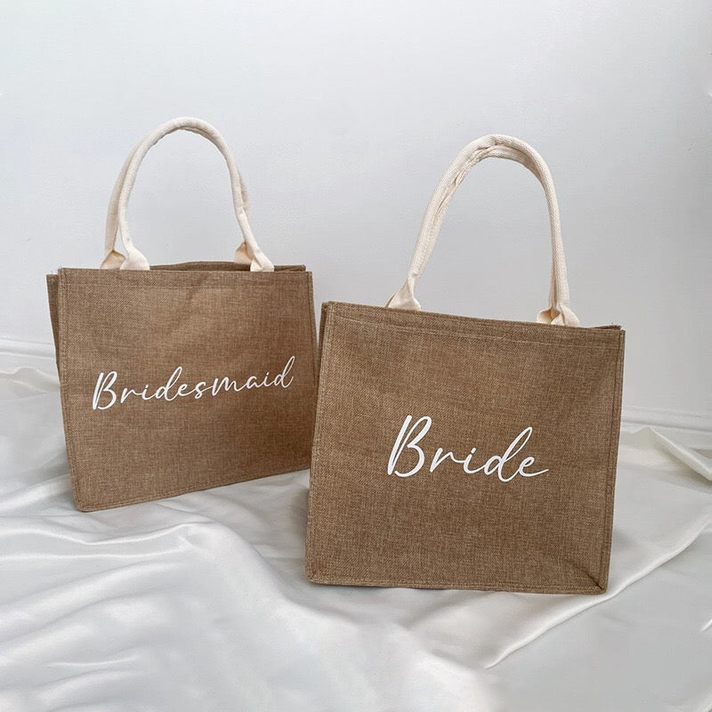 20PCS Personalized Burlap Tote Bag Reusable Wedding Welcome Bags with Handles for Beach Wedding, Bridal Shower Gift Bags