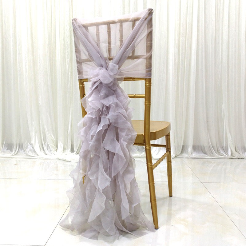 Chiffon Chair Sashes with a Bow Tie for Outdoor Indoor Wedding Receptions