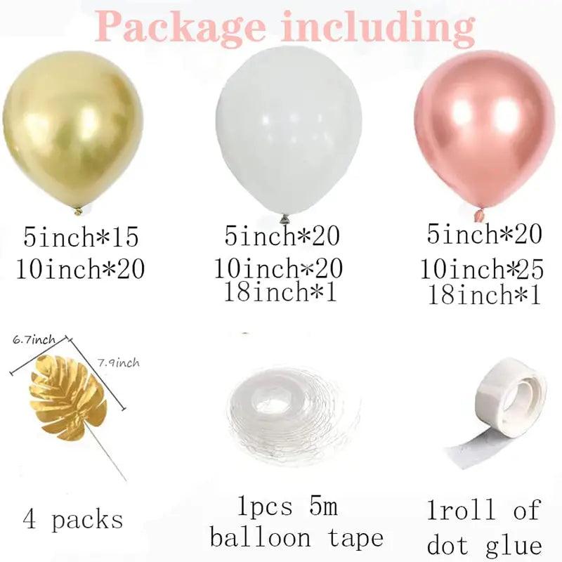 128 Piece Rose Gold & Pink White Balloon Decoration Kit Perfect for Parties! - If you say i do