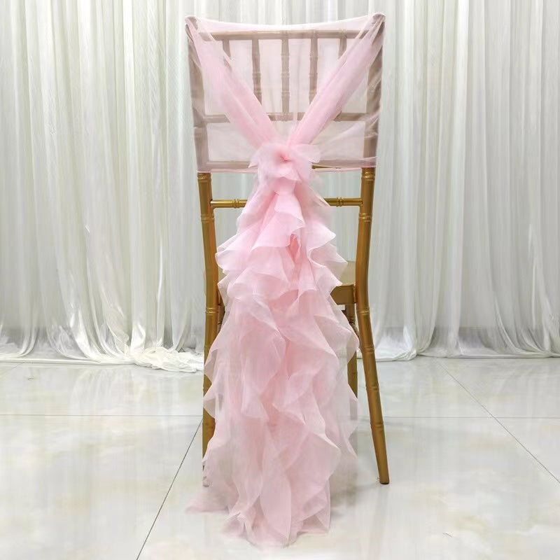 Chiffon Chair Sashes with a Bow Tie for Outdoor Indoor Wedding Receptions