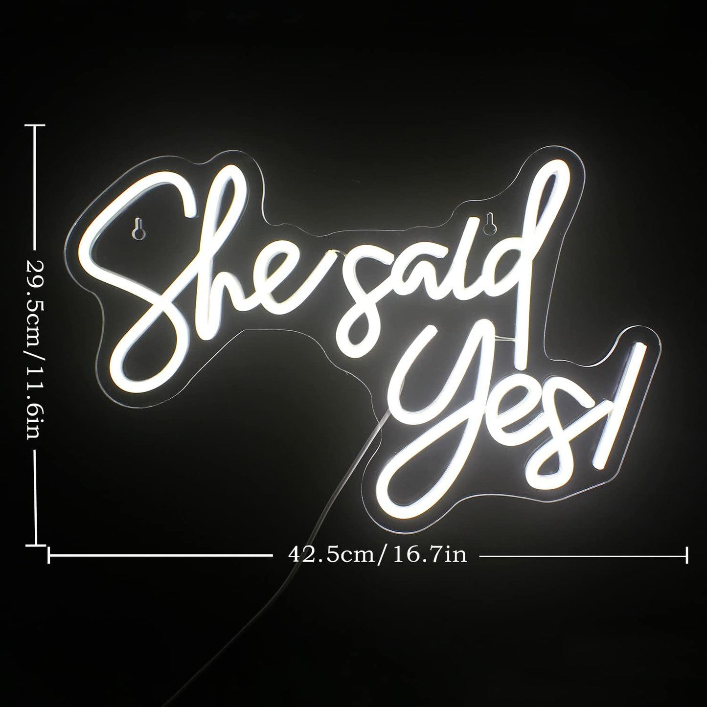 She Said Yes Neon Sign Cold White Wedding Word Neon Lights for Proposal Decorations USB Letter Wall Neon Light Signs for Bachelorette Engagement Party Bridal Shower