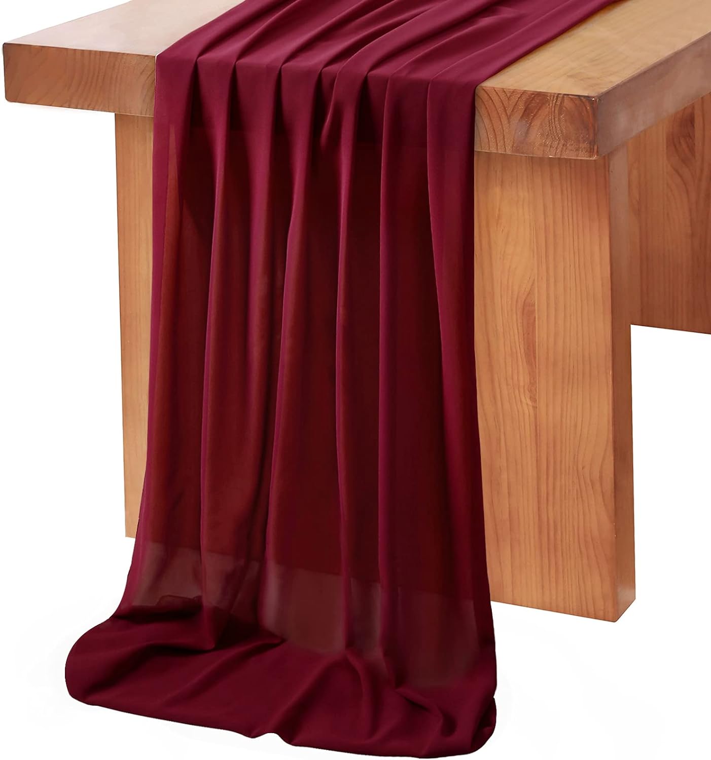 10ft Burgundy Chiffon Table Runner 27x120 Inch Long Sheer Table Runner for Boho Wedding Reception Bridal Shower Table Decorations