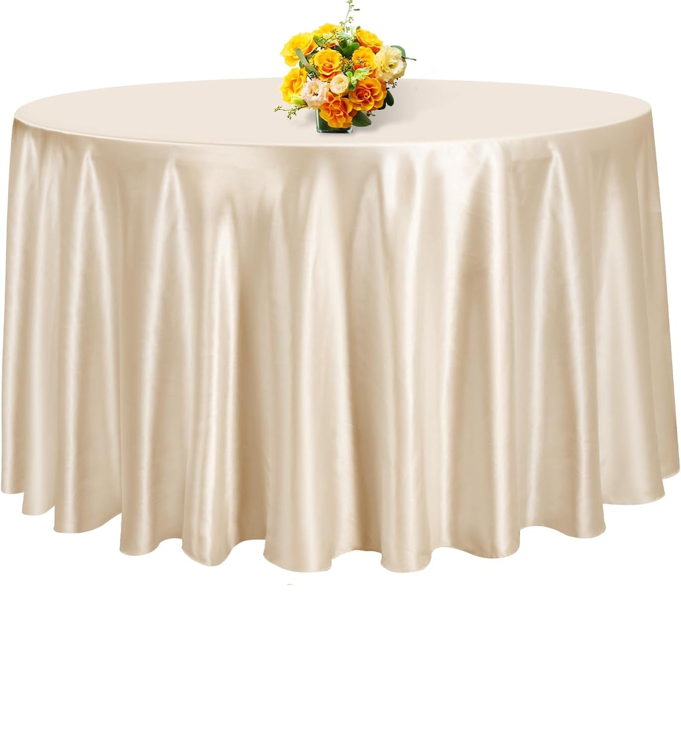 108 Inches Round Satin Tablecloths Champagne Round Satin Table Cover Wedding Table Decor for Wedding Banquet Table Decor