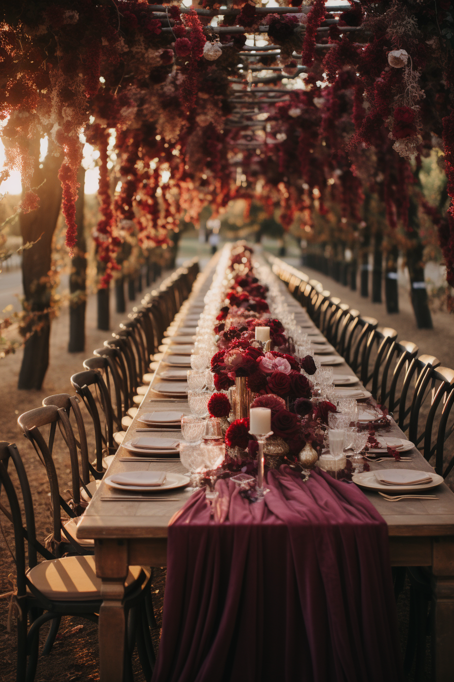 10ft Burgundy Chiffon Table Runner 27x120 Inch Long Sheer Table Runner for Boho Wedding Reception Bridal Shower Table Decorations