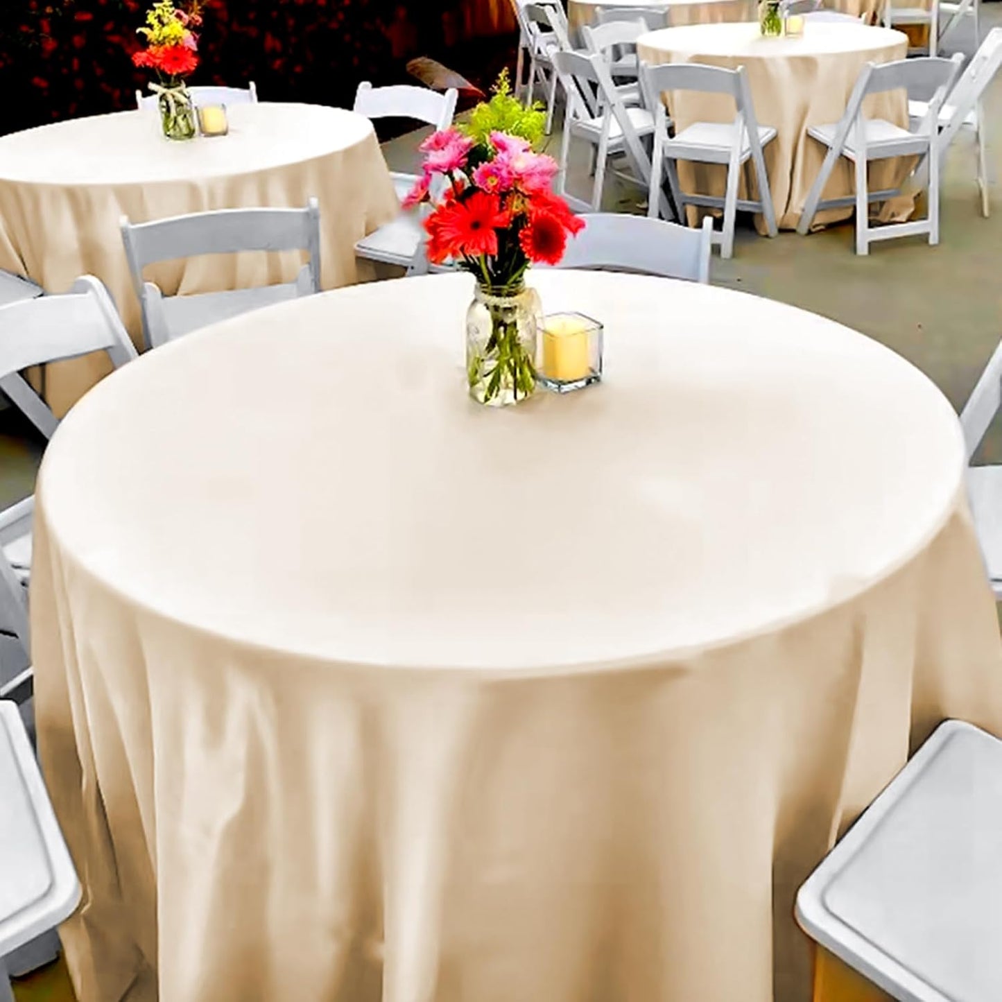 108 Inches Round Satin Tablecloths Champagne Round Satin Table Cover Wedding Table Decor for Wedding Banquet Table Decor