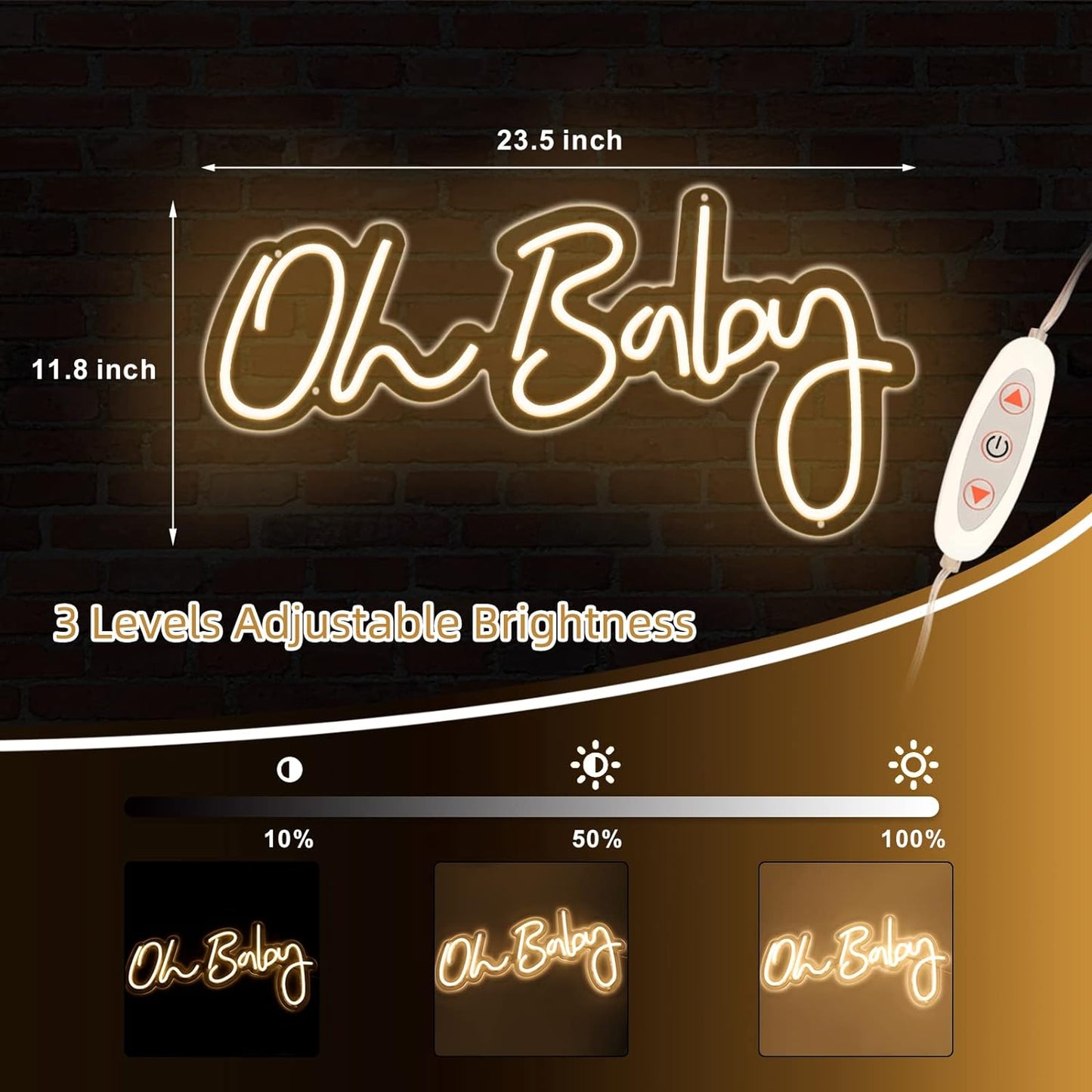 Oh Baby Neon Sign Custom Wall Decor, Led Sign Personalized Gifts for Her, Neon Light Baby Shower Decor, Led Light Baby Shower Gifts