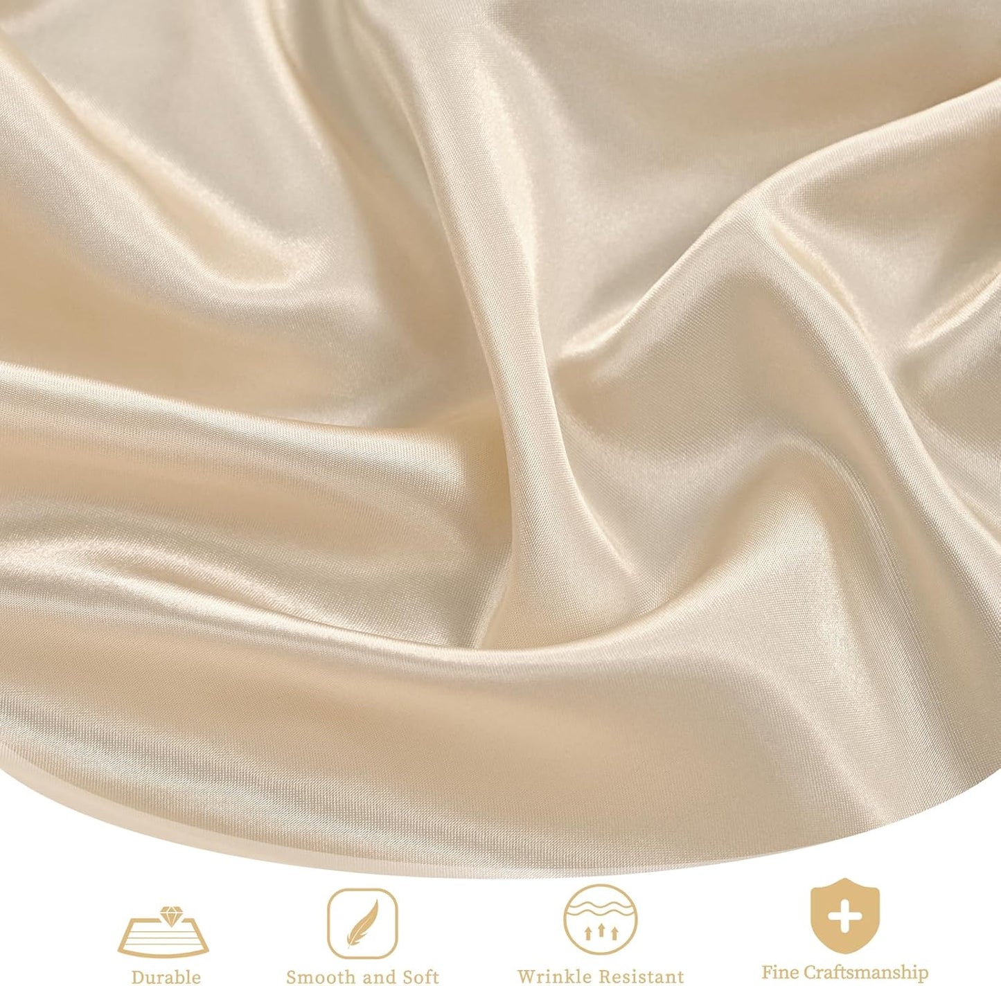 108 Inches Round Satin Tablecloths Champagne Round Satin Table Cover Wedding Table Decor for Wedding Banquet Table Decor