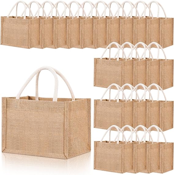 20PCS Personalized Burlap Tote Bag Reusable Wedding Welcome Bags with Handles for Beach Wedding, Bridal Shower Gift Bags