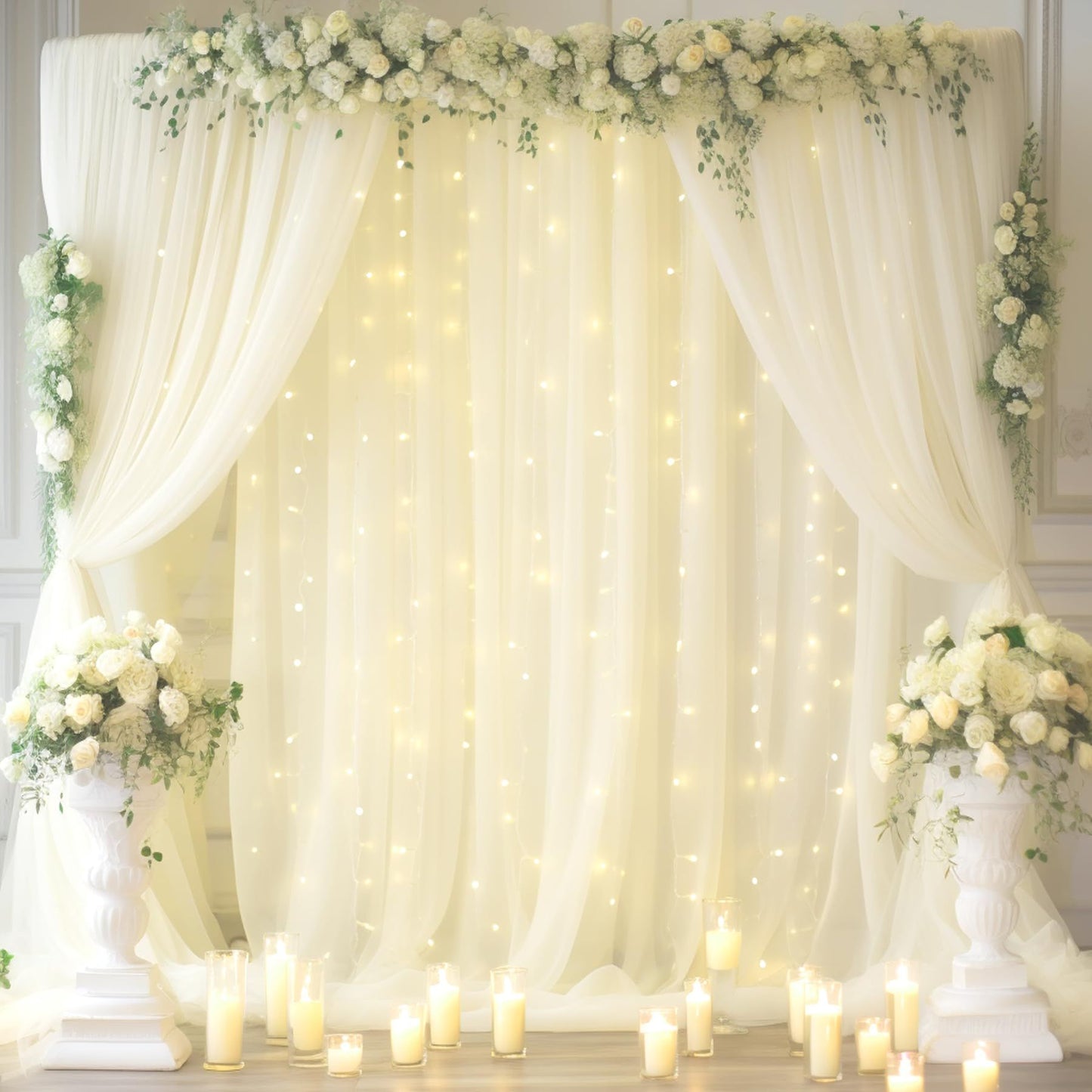 USB Plug in, 300 LED 9.8 Ft × 9.8 Ft Curtain Fairy Lights for Wedding Backdrop