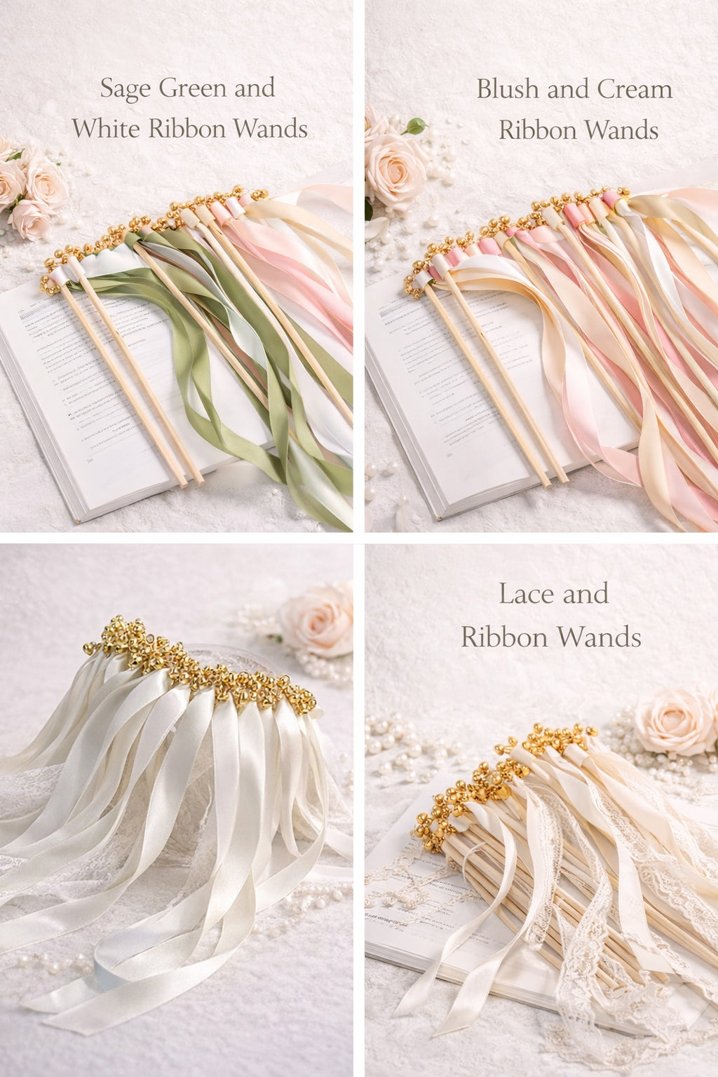 Elegant Wedding Ribbon Wands with Bells / Handmade & Fully Customizable