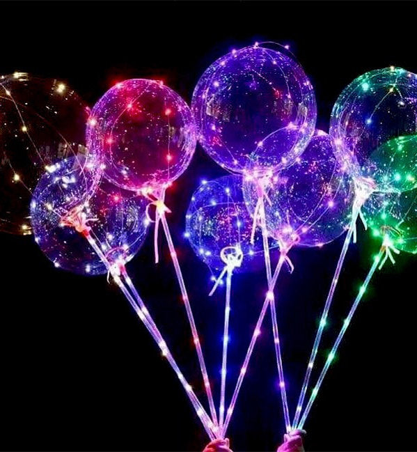 LED Bobo Balloons with Sticks for Weddings, Bridal Showers, Birthdays & More Parties