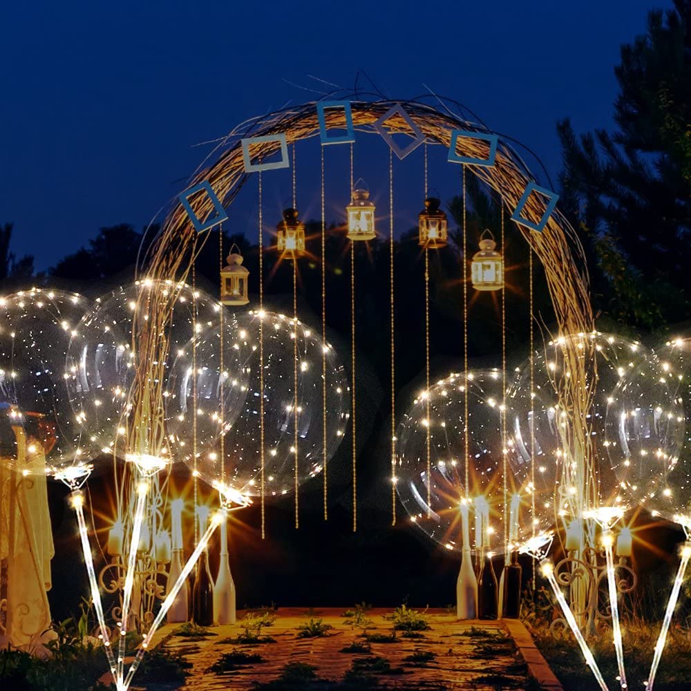 LED Bobo Balloons with Sticks for Weddings, Bridal Showers, Birthdays & More Parties