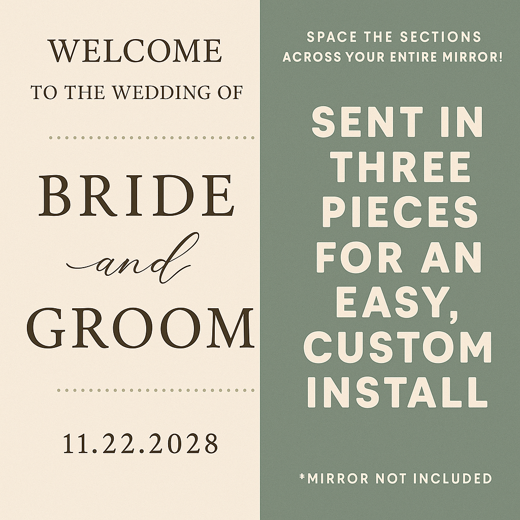 Welcome Wedding Sign Decal | Customizable Names For Wedding Mirror, Acrylic, Cardboard To the Wedding Ceremony Reception
