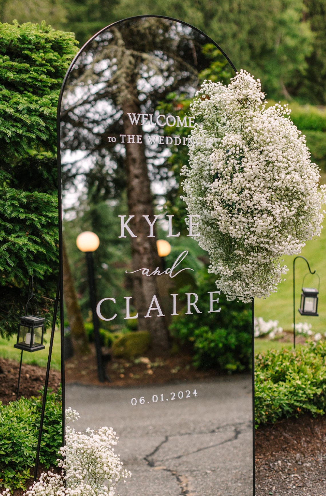 Welcome Wedding Sign Decal | Customizable Names For Wedding Mirror, Acrylic, Cardboard To the Wedding Ceremony Reception