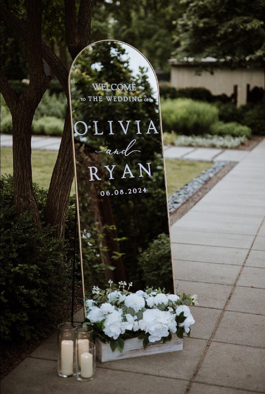 Welcome Wedding Sign Decal | Customizable Names For Wedding Mirror, Acrylic, Cardboard To the Wedding Ceremony Reception
