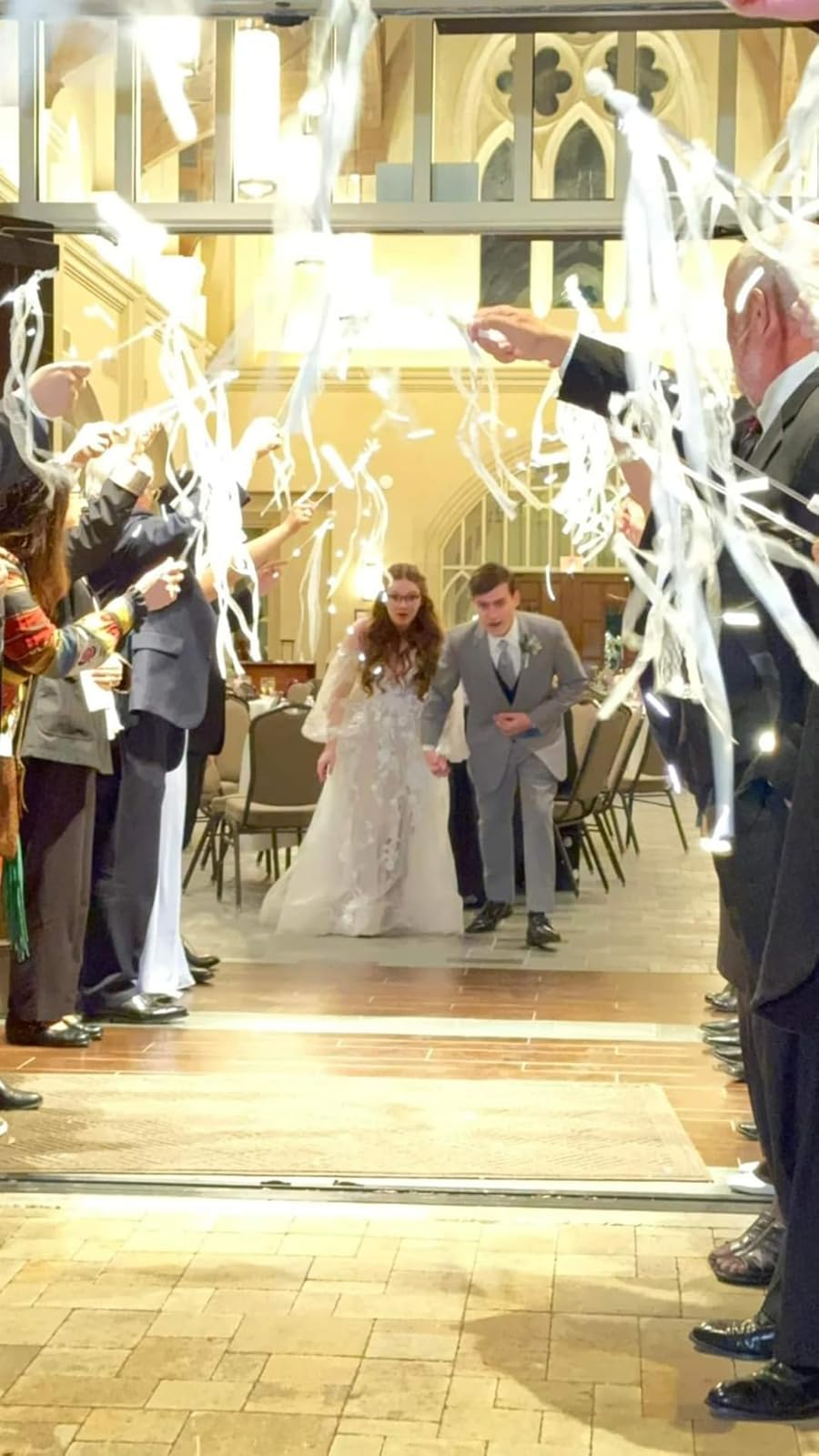 LED Wedding Ribbon Wands with Bells | Light Up Silk Fairy Streamers Wedding Send Off