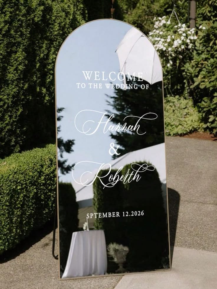 Welcome Wedding Sign Decal | Customizable Names For Wedding Mirror, Acrylic, Cardboard