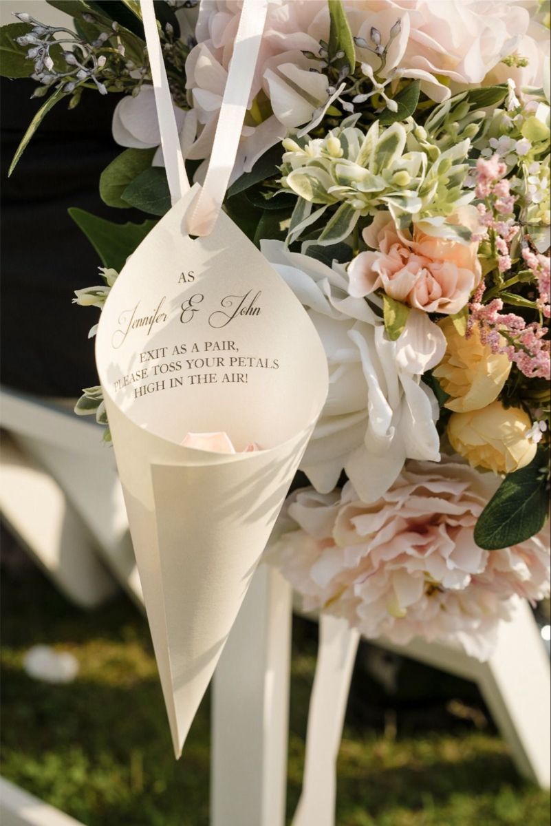 Wedding Petal Cones,Shimmer Wedding Petal Cones with Ivory Ribbon for Wedding Confetti Toss