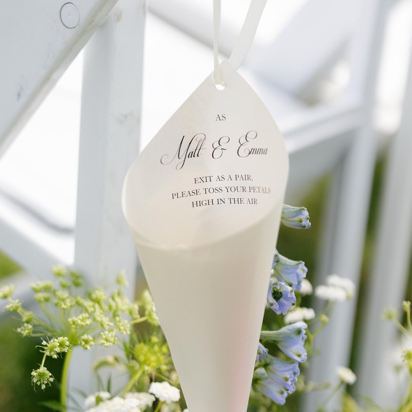 Wedding Petal Cones,Shimmer Wedding Petal Cones with Ivory Ribbon for Wedding Confetti Toss