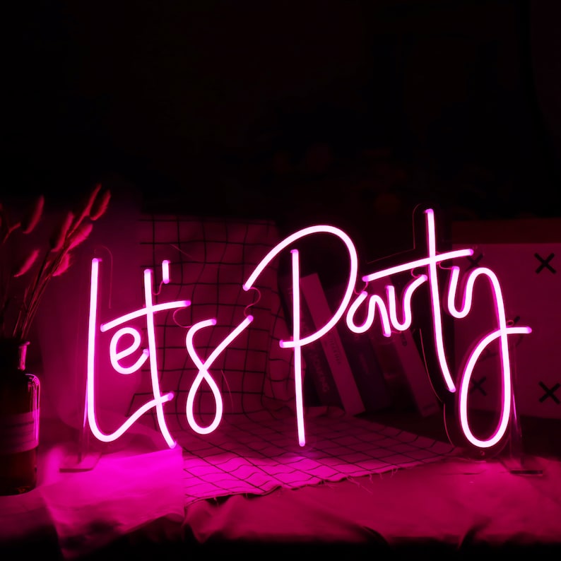 Let's Party Neon Sign, Bar Neon Sign, Neon Wedding Sign, Birthday Sign, Wedding Backdrop, Bar Backdrop, Neon Party Sign, Party Backdrop