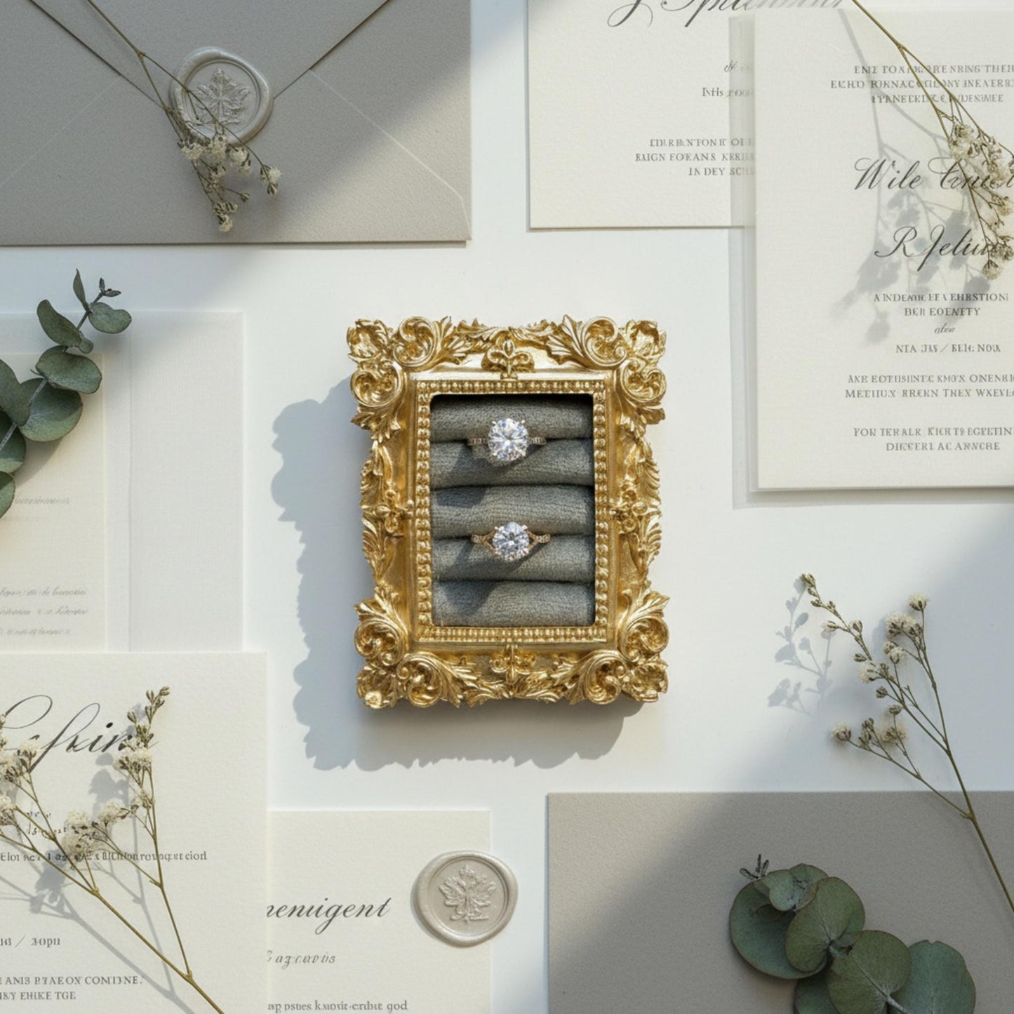 Vintage wedding ring holder, Wedding ring display frame, Flat lay ring holder frame,Elegant ring stand wedding,Wedding jewelry box organizer