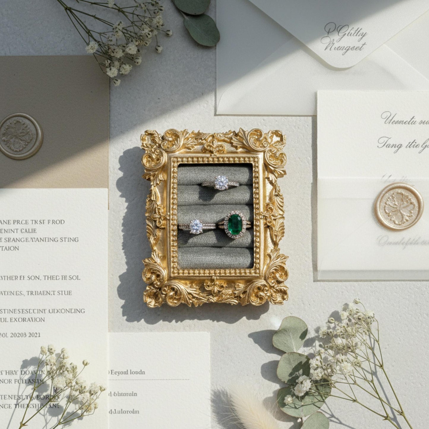 Vintage wedding ring holder, Wedding ring display frame, Flat lay ring holder frame,Elegant ring stand wedding,Wedding jewelry box organizer